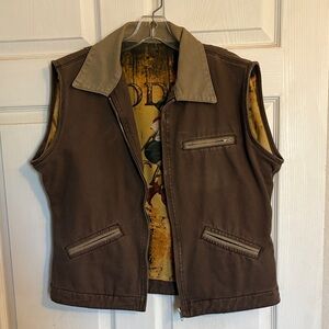 Womens Brown Vest with Rodeo girl in lining.